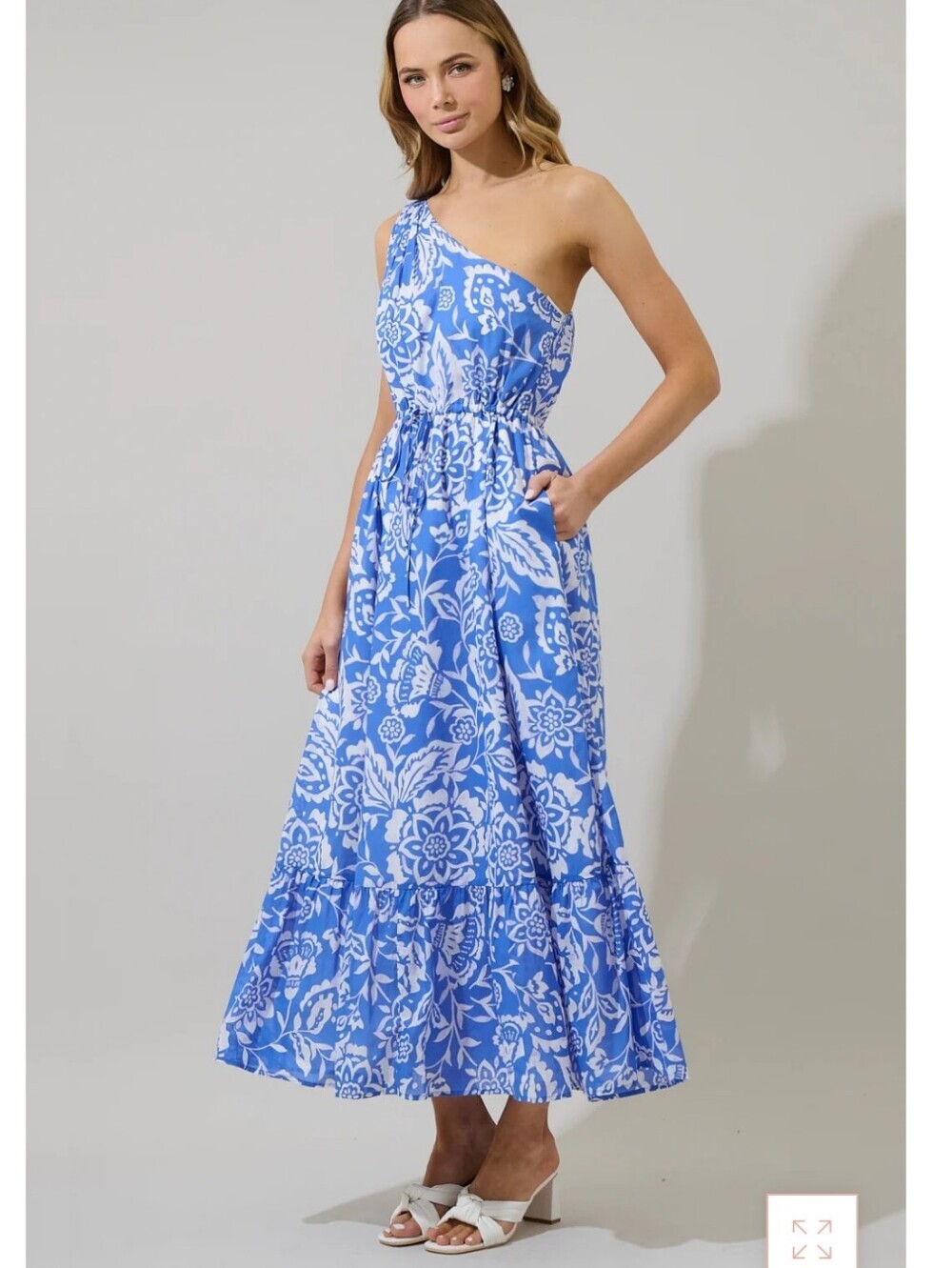 Sugarlips Women's Marny Floral One Shoulder Coastal Maxi Dress. Pockets. Xs - Picture 3 of 10